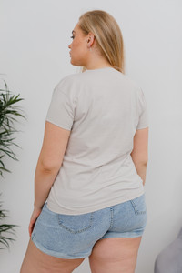 Женская футболка В168 серо-бежевая