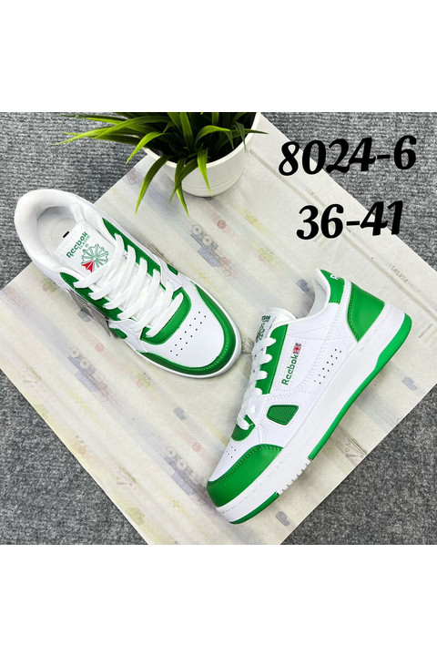 Женские кроссовки 8024-6 бело-зеленые