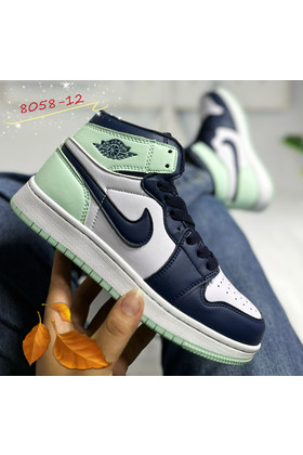 Женские кроссовки 8058-12 бело-зеленые с темно-синим